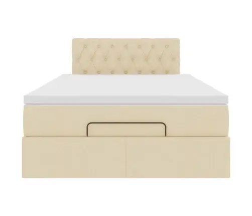 Osmaņu Gultas Rāmis Ar Matrača Krēmkrāsas 120X190Cm Audums Vidaxl