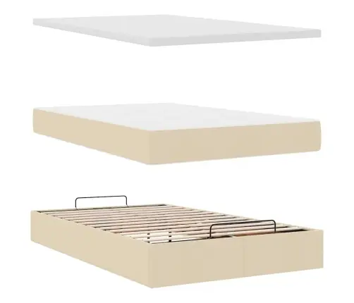 Osmaņu Gultas Rāmis Ar Matrača Krēmkrāsas 120X190Cm Audums Vidaxl