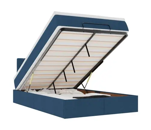 Osmaņu Gultas Rāmis Ar Matrača Zils 120X190Cm Audums Vidaxl