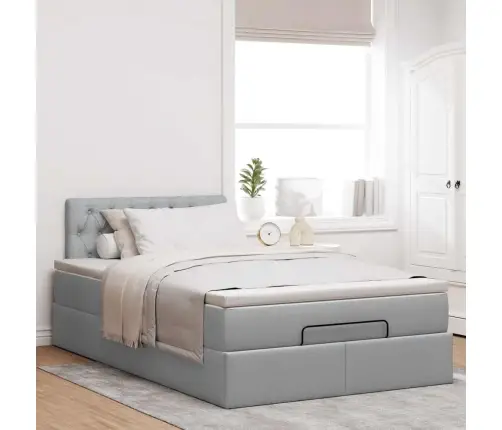 Osmaņu Gultas Rāmis Ar Matrača Gaiši Pelēks 120X200 Cm Audums Vidaxl