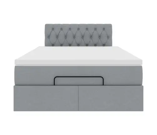 Osmaņu Gultas Rāmis Ar Matrača Gaiši Pelēks 120X200 Cm Audums Vidaxl