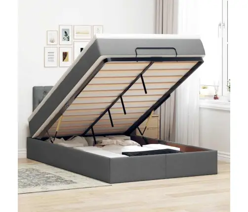 Osmanų Lova Su Čiužiniu, Pilkas, 120X200cm Audinys