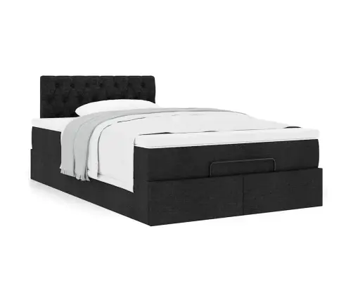 Ottomani Voodi Madratsiga, Must, 120X200 cm Kangas