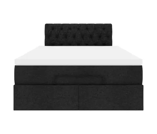 Ottomani Voodi Madratsiga, Must, 120X200 cm Kangas