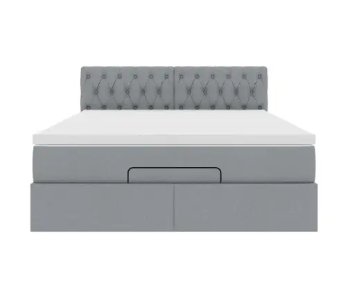 Osmaņu Gulta Ar Matraci, Gaiši Pelēks, 140X190 Cm, Audums Vidaxl