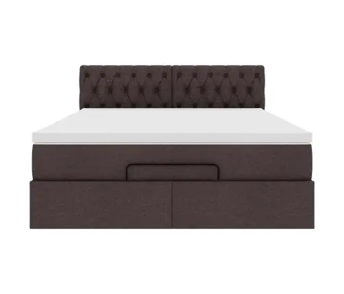 Osmaņu Gulta Ar Matraci, Tumši Brūns, 140X190 Cm, Audums Vidaxl