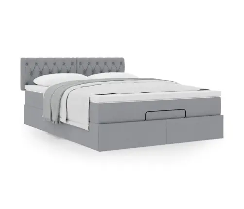 Osmanų Lovos Rėmas Su Čiužiniu, Pilkas, 140X200cm Audinys