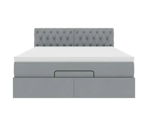 Osmanų Lovos Rėmas Su Čiužiniu, Pilkas, 140X200cm Audinys