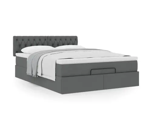 Osmaņu Gultas Rāmis Ar Matrača Tumši Pelēks 140X200 Cm Audums Vidaxl