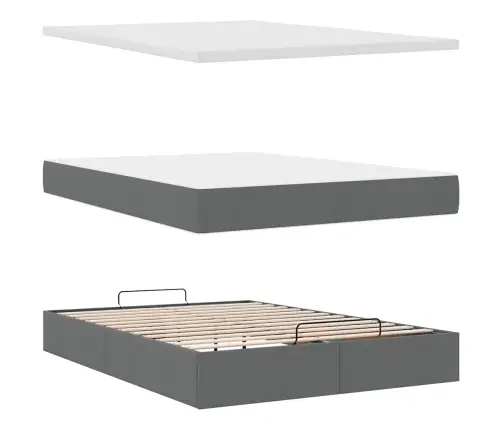 Osmaņu Gultas Rāmis Ar Matrača Tumši Pelēks 140X200 Cm Audums Vidaxl