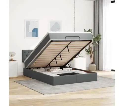 Osmaņu Gultas Rāmis Ar Matrača Tumši Pelēks 140X200 Cm Audums Vidaxl