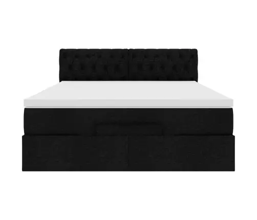 Ottomani Voodi Madratsiga, Must, 140X200 cm Kangas