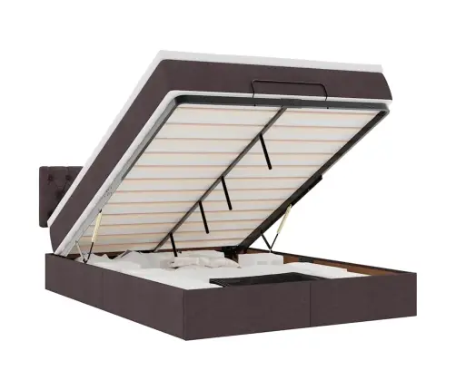 Osmaņu Gultas Rāmis Ar Matrača Tumši Pelēks 140X200 Cm Audums Vidaxl