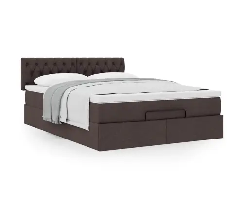 Osmaņu Gultas Rāmis Ar Matrača Tumši Pelēks 140X200 Cm Audums Vidaxl