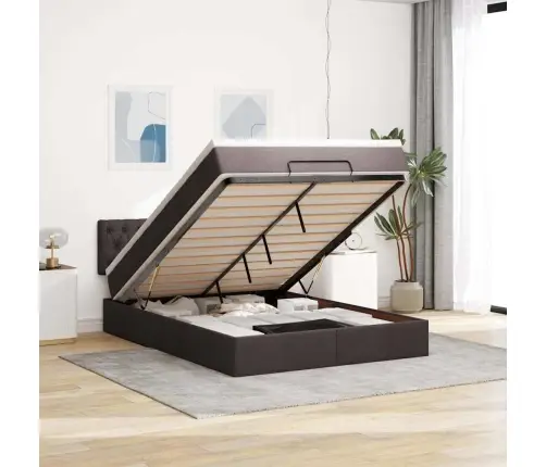 Osmaņu Gultas Rāmis Ar Matrača Tumši Pelēks 140X200 Cm Audums Vidaxl