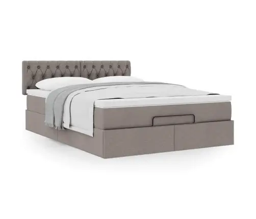 Osmaņu Gultas Rāmis Ar Matrača Pelēkbrūna 140X200 Cm Audums Vidaxl Osmaņu Gultas Rāmis Ar Matrača Pelēkbrūna 140X200 Cm Audums Vidaxl