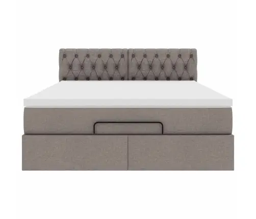 Osmaņu Gultas Rāmis Ar Matrača Pelēkbrūna 140X200 Cm Audums Vidaxl Osmaņu Gultas Rāmis Ar Matrača Pelēkbrūna 140X200 Cm Audums Vidaxl