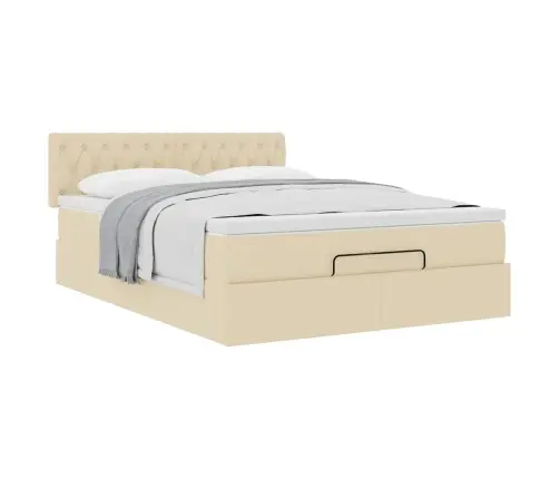 Osmanų Lova Su Čiužiniu, Kreminis, 140X200cm Audinys