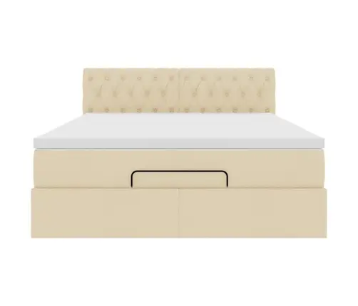 Osmanų Lova Su Čiužiniu, Kreminis, 140X200cm Audinys