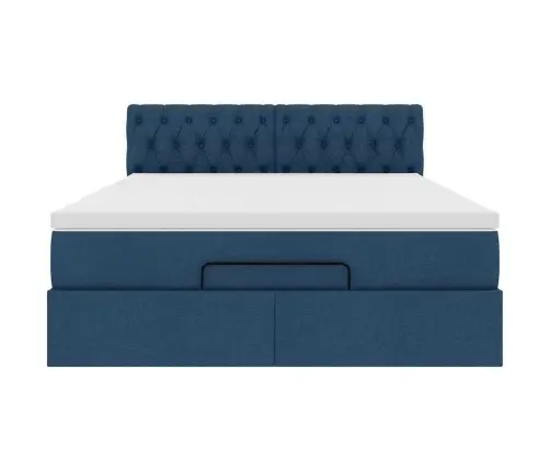 Ottomani Voodi Madratsiga, Sinine, 140X200 cm Kangas