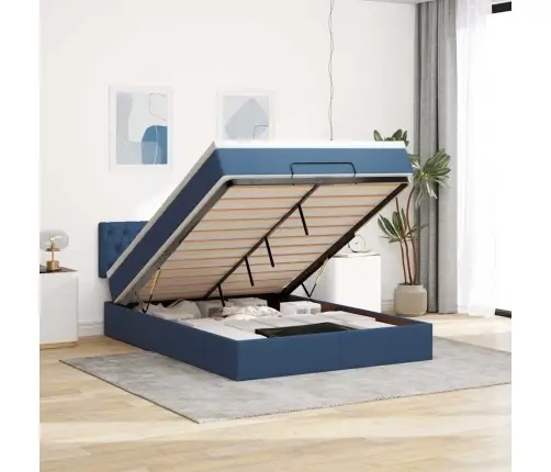 Ottomani Voodi Madratsiga, Sinine, 140X200 cm Kangas