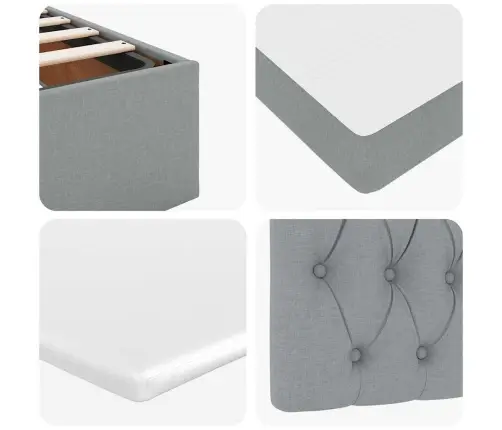 Osmanų Lova Su Čiužiniu, Pilkas, 160X200cm Audinys