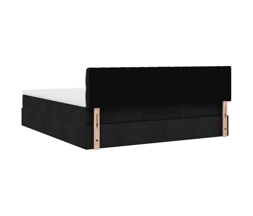 Osmaņu Gultas Rāmis Ar Matrača Melns 160X200 Cm Audums Vidaxl