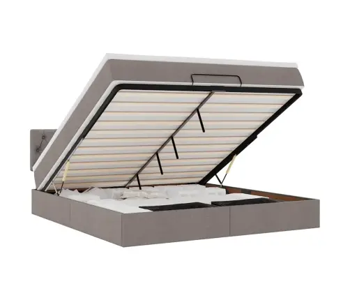 Osmaņu Gultas Rāmis Ar Matrača Pelēkbrūns 160X200 Cm Audums Vidaxl