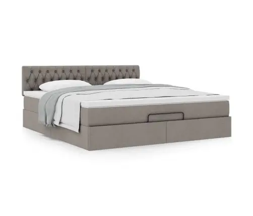 Osmaņu Gultas Rāmis Ar Matrača Pelēkbrūns 160X200 Cm Audums Vidaxl