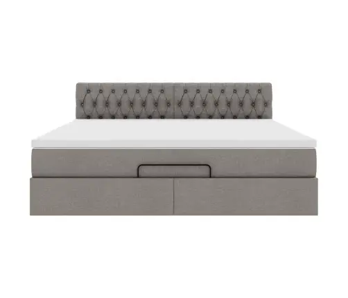 Osmaņu Gultas Rāmis Ar Matrača Pelēkbrūns 160X200 Cm Audums Vidaxl