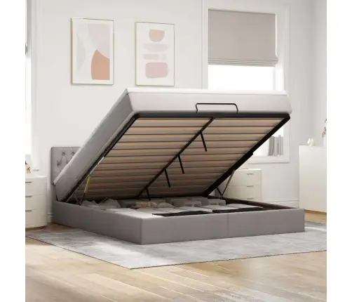 Osmaņu Gultas Rāmis Ar Matrača Pelēkbrūns 160X200 Cm Audums Vidaxl