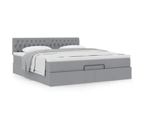 Osmaņu Gultas Rāmis Ar Matrača Gaiši Pelēks 180X200 Cm Audums Vidaxl