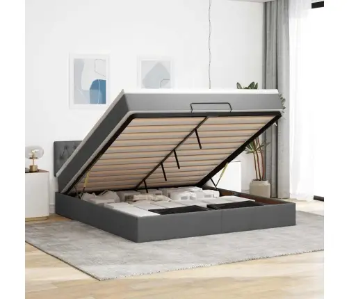 Osmaņu Gultas Rāmis Ar Matrača Tumši Pelēks 180X200 Cm Audums Vidaxl