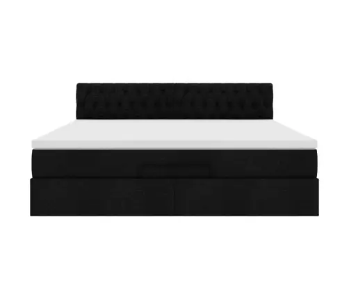 Ottomani Voodi Madratsiga, Must, 180X200 cm Kangas