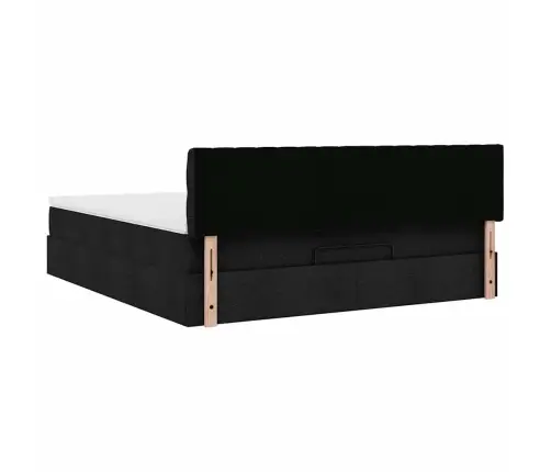 Ottomani Voodi Madratsiga, Must, 180X200 cm Kangas