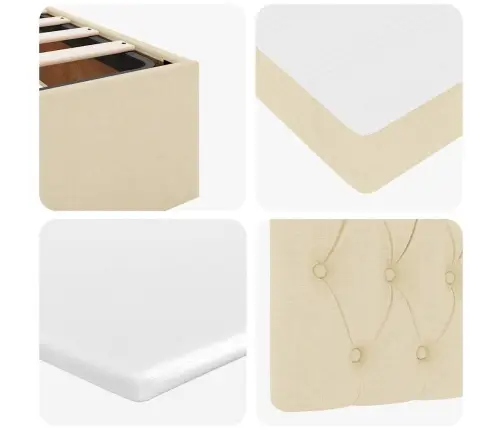 Osmaņu Gultas Rāmis Ar Matrača Krēmkrāsas 180X200 Cm Audums Vidaxl