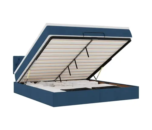 Osmanų Lova Su Čiužiniu Mėlynas 180X200 Cm Audinys