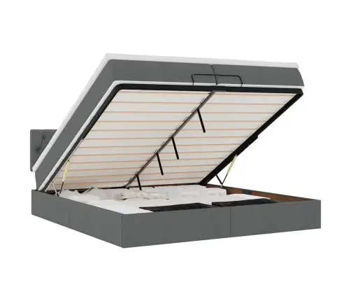 Osmanų Lova Su Čiužiniu Tamsiai Pilkas 200X200 Cm Audinys