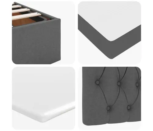 Osmanų Lova Su Čiužiniu Tamsiai Pilkas 200X200 Cm Audinys