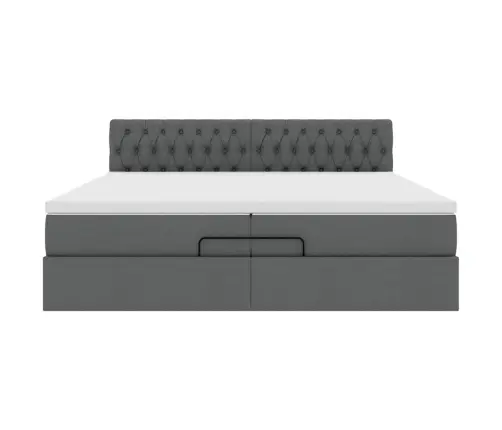 Osmanų Lova Su Čiužiniu Tamsiai Pilkas 200X200 Cm Audinys