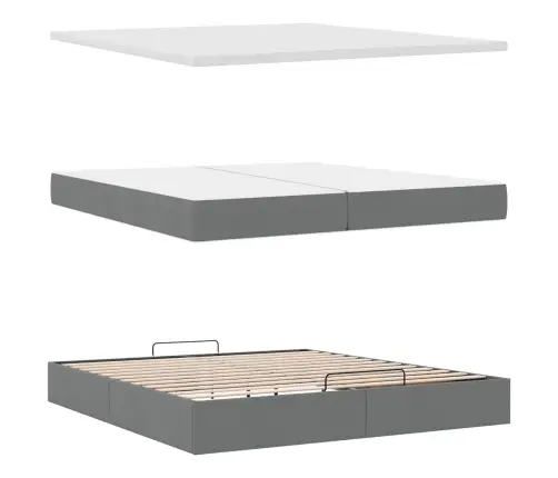 Osmanų Lova Su Čiužiniu Tamsiai Pilkas 200X200 Cm Audinys