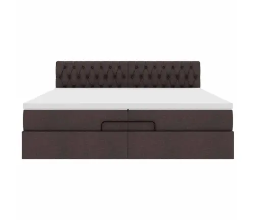 Osmaņu Gultas Rāmis Ar Matrača Tumši Brūns 200X200 Cm Audums Vidaxl