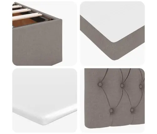 Osmaņu Gultas Rāmis Ar Matrača Pelēkbrūns 200X200 Cm Audums Vidaxl