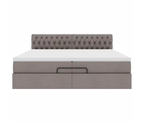 Osmaņu Gultas Rāmis Ar Matrača Pelēkbrūns 200X200 Cm Audums Vidaxl