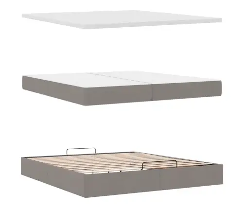 Osmaņu Gultas Rāmis Ar Matrača Pelēkbrūns 200X200 Cm Audums Vidaxl