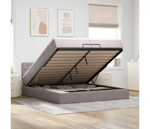 Osmaņu Gultas Rāmis Ar Matrača Pelēkbrūns 200X200 Cm Audums Vidaxl