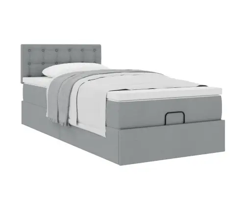 Osmaņu Gultas Rāmis Ar Matraci Gaiši Pelēks 80X200Cm Audums Vidaxl