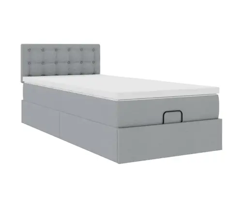 Osmaņu Gultas Rāmis Ar Matraci Gaiši Pelēks 80X200Cm Audums Vidaxl