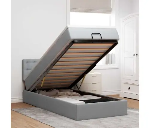 Osmaņu Gultas Rāmis Ar Matraci Gaiši Pelēks 80X200Cm Audums Vidaxl