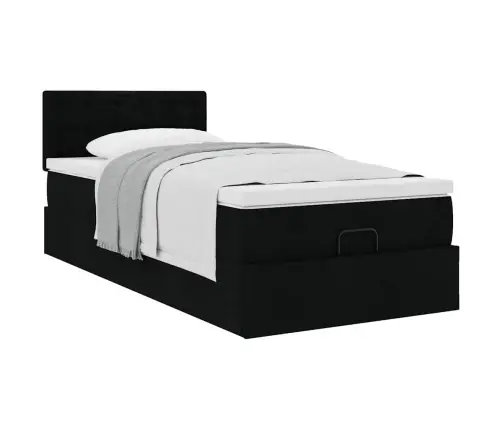 Osmaņu Gultas Rāmis Ar Matrača Melns 80X200 Cm Audums Vidaxl